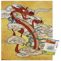 Disney Mulan-Sárkány fal poszter fa mágneses kerettel, 22.375 34