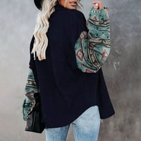 Divatos felsők Női strand ing zsebek gomb Hosszú ujjú felsők felsőruházat Vintage nyomtatás Turn-down gallér kabát