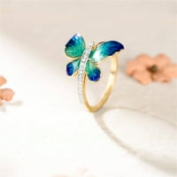 Podplug Valentin-napi ajándék, női kreatív pillangó Divat rovar hűvös gyűrű cirkon eljegyzési gyűrűk