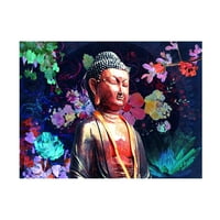 Delyth angharad 'sötét virágok buddha' vászon művészet