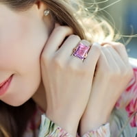 Miabella női karátos T.G.W. Octagon Step-Cut Pink ametiszt és Carat T.W. Kerek vágott gyémánt 14 kt rózsa arany koktélgyűrű