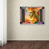Védjegy Szépművészet Trópusi ablak a Paradise II vászon művészete, Leo Kelly