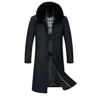 Kabátok férfiaknak téli levehető gallér megvastagodott meleg divat hosszú ujjú felöltő Fekete L