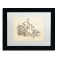 Védjegy Képzőművészet Kanada régi kották térképe canvas művészet, Michael Tompsett, White Matte, Fekete Frame