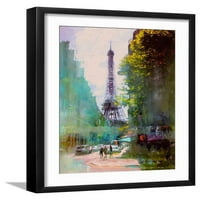 Párizs utca, festői keretes Művészeti nyomtatás Wall Art John Rivera által értékesített Art.Com