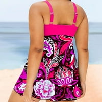 Női Fodros Magas Derék Fürdőruha Két Push Up Trópusi Nyomtatási Bikini