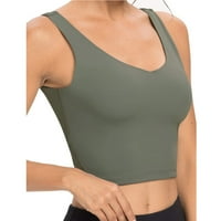 Dadaria Sport melltartók divat nők ujjatlan mellény női mellkasi pad mozgás rövid Tartály felsők Zöld XL, nők