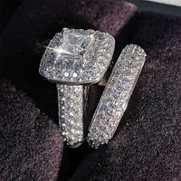 Umitay készlet pár hercegnő négyzet gyémánt gyűrű, Luxus Női eljegyzési esküvői ékszerek