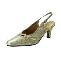 Beryl női széles szélességű hegyes lábujjú ruha Slingback cipő arany 9