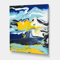 Designart 'Absztrakt márványkompozíció kék és sárga II -ben' modern vászon fali művészet nyomtatás