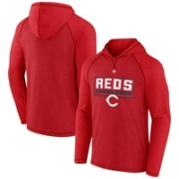 A férfi fanatikusok márkájú Heather Red Cincinnati Reds Line Raglan pulóver kapucnis pulóver