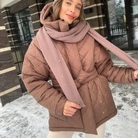 Augper női kapucnis pamut kabát Egyszínű meleg kabát felső egyetlen mellű öv