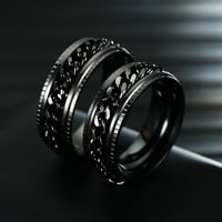 Anvazise férfi gyűrű egyszerű magas polírozott Divat Ékszerek forgó lánc berakott ujj gyűrű fél ezüst US 10