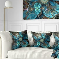 Designart Fractal Blue Virágok - Virágos dobás párna - 16x16