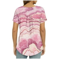 Női nyári felsők Peplum Női Rövid ujjú alkalmi grafikus nyomatok kerek nyakkivágású ingek Pink 5XL