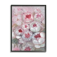 Stupell rózsaszín vázlat A bazsarózsa absztrakt botanikai és virágfestés fekete keretes művészeti nyomtatási fal művészet