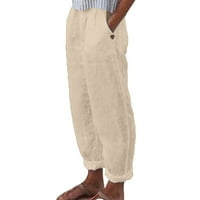 dmqupv pj nadrág Capris női nyári alkalmi rugalmas magas derék vászon nadrág zsebekkel széles vágott láb laza nadrág