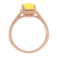 1.96 ct smaragd vágott sárga szimulált gyémánt 18K rózsa arany évforduló eljegyzési halo gyűrű mérete 10.5
