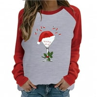 Női karácsonyi Raglan ingek Plusz méretű Baseball póló Alkalmi Hosszú ujjú Kerek nyakú Santa Hat nyomtatott pulóverek