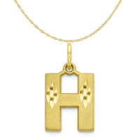 Karátos karátos 10K sárga arany kezdeti H medál varázsa 10K sárga arany könnyű kötél lánc nyaklánc 16