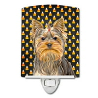 Caroline kincsei KJ1212CNL cukorka kukorica Halloween Yorkie Yorkshire Terrier kerámia éjszakai fény, 6x4x3