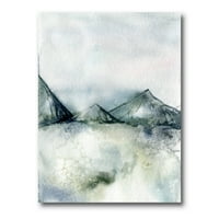 Designart 'sötétkék hegyi táj téli minimalista' modern vászon fali művészet nyomtatás