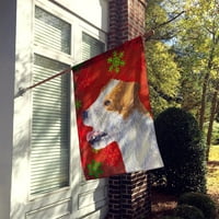 Caroline kincsei SS4711-zászló-szülő Jack Russell Terrier Piros Zöld hópelyhek Ünnep Karácsonyi zászló, Többszínű