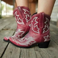 Homchy cipő divat Női Slip-on bőr Kerek Toe alacsony sarkú Cowboy Knight Csizma