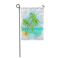 Kék strand raszteres kókusz pálmafák a szigeten fehér kerti zászló dekoratív zászló Ház Banner