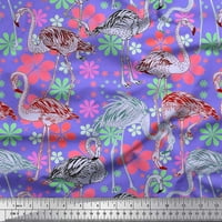 Soimoi Műselyem Szövet Virágos & Flamingó Madár Dekoráció Szövet Nyomtatott Udvar Széles