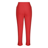 Azrian női őszi divat nadrág Clearance, női divatos vékony illeszkedő alkalmi színű nadrág piros Méret XL eladó