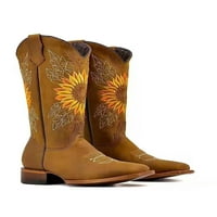Woobling női csizma nyugati Csizma hímzett középső borjú csizma Cowgirl Cowboy blokk sarkú cipő mérete 5-10