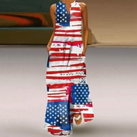 Függetlenség napja Ruha Női zászló nyomtatott hosszú Maxi strand ruha