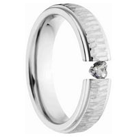 Szív alakú fehér saphire rozsdamentes acél egyedi feszültség -készlet gyűrű
