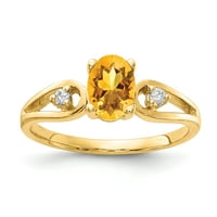 Primal arany karátos sárga arany 7x ovális citrin és AA gyémánt gyűrű