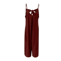 Nyári akció alkalmi Jumpsuits női női tavaszi és nyári alkalmi Egyszínű V-nyakú kötőfék alkalmi Jumpsuit Bor L