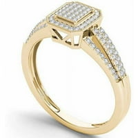 Carat T.W. Diamond Single Halo klaszter 10KT sárga arany eljegyzési gyűrű