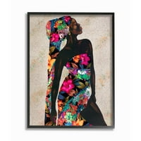 Stupell Industries Elegáns női trópusi virágruhák szilárdsága pózos fali művészet, Alonzo Saunders, 16 20