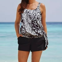 Női Tankini fürdőruhák, fürdőruha női két Tank Top és Boyshorts nyomtatott fürdőruha Beachwear szett