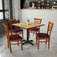 Flash bútorok HERCULES sorozat létra vissza cseresznyefa étterem szék-bordó vinil ülés