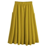 Rewenti női nyári Divat Elegáns egyszínű alkalmi rakott szabálytalan szoknya sárga 4