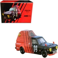 Nissan Sunny Hakotora kisteherautó RHD Lakókocsi Shell piros és fekete W kulcstartó öntött modell autó Inno modellek