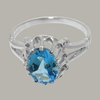 Brit készült ezüst valódi valódi kék topáz Női eljegyzési gyűrű-méret opciók-méret 8.25