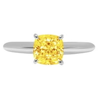 2.5 ct párna vágott sárga szimulált gyémánt 18K fehér arany évforduló eljegyzési gyűrű mérete 7.25