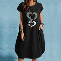 outfmvch fekete ruhák nőknek alkalmi o-nyakú nyomtatási vászon ruha Rövid ujjú Laza zseb Laza ruha Női ruhák őszi ruhák