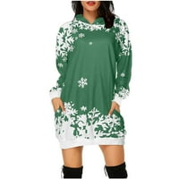 Dadaria téli ruhák nőknek Női Divat karácsonyi kapucnis táska Hip Pocket Print kapucnis divat ruha Zöld XXL, nők