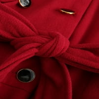 Paille Női hajtóka elegáns felsőruházat alkalmi téli felsőruházat Egyszínű munka árok kabát Gyapjú borsó kabát bordó