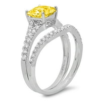3. ct ragyogó hercegnő vágott szimulált sárga gyémánt 14K fehér arany Pasziánsz díszítéssel menyasszonyi szett SZ 8.75