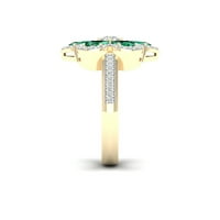 Imperial Gemstone 14K sárga aranyozott ezüst smaragdot készített és fehér zafír virággyűrűt hozott létre a nők számára