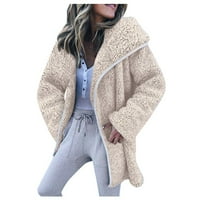 Fuzzy Kardigán Női Nyitott első hosszú kabátok puha gyapjú meleg kabátok egyszínű kapucnis felsőkabát zsebekkel